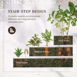 Outsunny 3 Tier Raised Garden Bed, Metal Elevated Planer Box, Easy Assembly