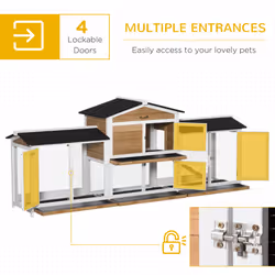 PawHut Rabbit Hutch, 2-Tier Guinea Pig Hutch, w/ Two Runs, Pull-Out Tray - Additional view 4