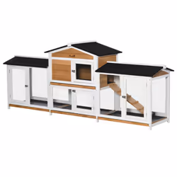 PawHut Rabbit Hutch, 2-Tier Guinea Pig Hutch, w/ Two Runs, Pull-Out Tray - Additional view 8