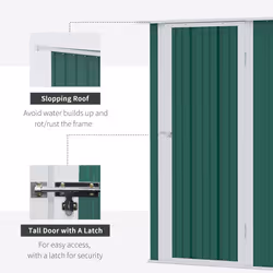Outsunny Outdoor Storage Shed Steel Garden Shed w/ Lockable Door Green
