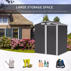 Outsunny 5ft x 4.3ft Outdoor Metal Storage Shed with Sliding Door Sloped Roof - Additional view 4