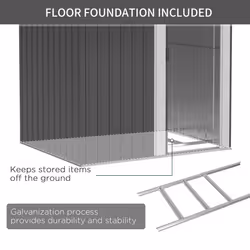 Outsunny 5ft x 4.3ft Outdoor Metal Storage Shed with Sliding Door Sloped Roof - Additional view 5