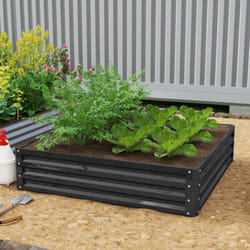 Outsunny Raised Garden Bed Metal Patio Backyard Flower Vegetable Planter Grey