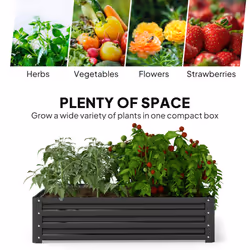 Outsunny Raised Garden Bed Metal Patio Backyard Flower Vegetable Planter Grey