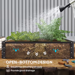 Outsunny Raised Garden Bed Metal Patio Backyard Flower Vegetable Planter Grey - Additional view 4