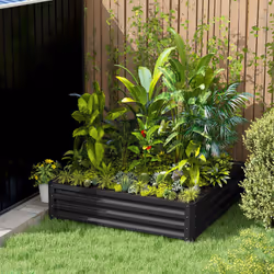 Outsunny Raised Garden Bed Metal Patio Backyard Flower Vegetable Planter Grey - Additional view 7