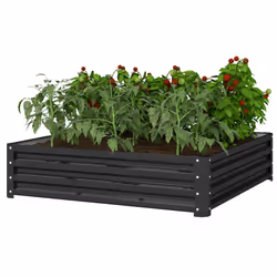 Outsunny Raised Garden Bed Metal Patio Backyard Flower Vegetable Planter Grey - Additional view 8