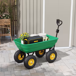 Outsunny 125L Garden Cart Trolley Dump Wheelbarrow Trailer Truck 4 Wheels Green - Additional view 5