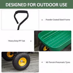 Outsunny 125L Garden Cart Trolley Dump Wheelbarrow Trailer Truck 4 Wheels Green - Additional view 6