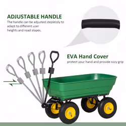 Outsunny 125L Garden Cart Trolley Dump Wheelbarrow Trailer Truck 4 Wheels Green - Additional view 7