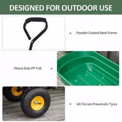 Outsunny 75L Garden Cart Trolley Dump Wheelbarrow Trailer Truck 4 Wheels Green