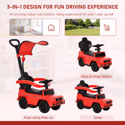 HOMCOM Kids Ride-on Push Car 3 in 1 Benz G350 Baby Floor Slider Walker, Red