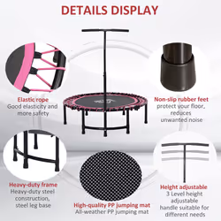 HOMCOM Trampoline Outdoor Bouncer Jumper Adjustable Handle, Pink - Additional view 6