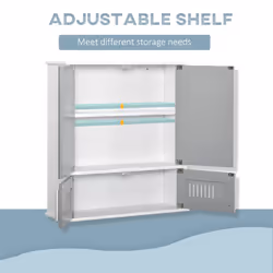 kleankin Bathroom Mirror Cabinet Wall Mount Storage Unit Double Doors, Grey