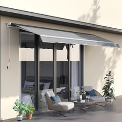 Outsunny 4x2.5m Manual Awning Window Door Sun Weather Shade w/ Handle Light Grey