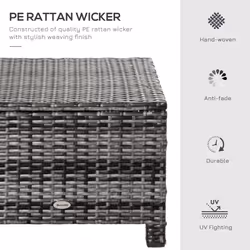 Outsunny Rattan Footstool Wicker Ottoman w/ Padded Seat for Backyard Garden