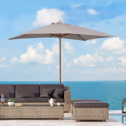 Outsunny 2 x 3(m) Wood Garden Parasol Sun Shade Patio Umbrella Canopy Light Grey