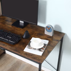 HOMCOM Computer Desk Laptop Table w/4-tier Bookshelf  Metal Frame Brown, Black - Additional view 5