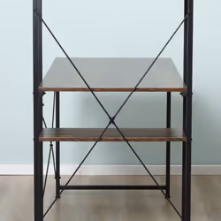 HOMCOM Computer Desk Laptop Table w/4-tier Bookshelf  Metal Frame Brown, Black - Additional view 6