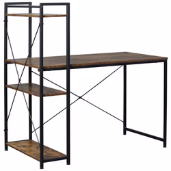 HOMCOM Computer Desk Laptop Table w/4-tier Bookshelf  Metal Frame Brown, Black - Additional view 8