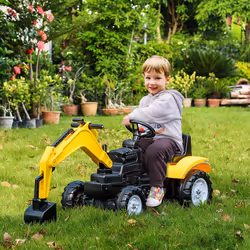 HOMCOM Kids Ride on Digger Pedal Go Kart Play Construction Car for 3 - 6 Years