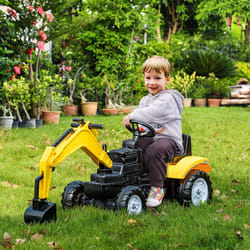 HOMCOM Kids Ride on Digger Pedal Go Kart Play Construction Car for 3 - 6 Years