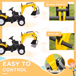HOMCOM Kids Ride on Digger Pedal Go Kart Play Construction Car for 3 - 6 Years