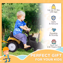HOMCOM Kids Pedal Go Kart Children Ride On Digger Tractor Toy Car For 3-6 Years