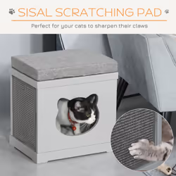 PawHut Cat House Bed Kitten Cave Cube Indoor w/Soft Cushion Sisal Scratching Pad - Additional view 4