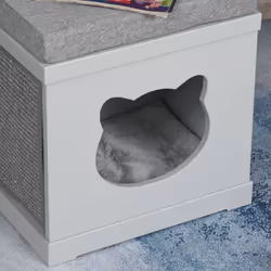 PawHut Cat House Bed Kitten Cave Cube Indoor w/Soft Cushion Sisal Scratching Pad - Additional view 7