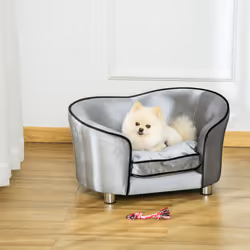 PawHut Dog Sofa Pet Chair, Kitten Bed Couch w/ Wooden Frame, Removable Cushion