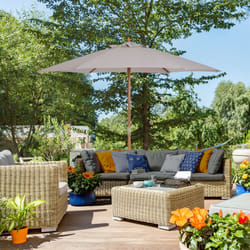 Outsunny 2.5m Wood Garden Parasol Sun Shade Patio Outdoor Wooden Umbrella Canopy