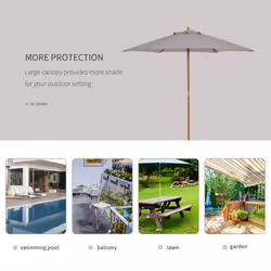 Outsunny 2.5m Wood Garden Parasol Sun Shade Patio Outdoor Wooden Umbrella Canopy - Additional view 4