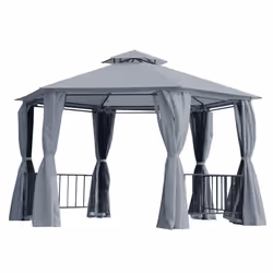 Outsunny 3 x 3(m) Gazebo Canopy 2 Tier Patio Shelter Steel for Garden Grey - Additional view 8
