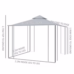 Outsunny 3 x 3(m) Garden Gazebo Double Top Gazebo Canopy w/ Mesh Grey - Additional view 8