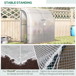Outsunny Walk-In Lean to Wall Greenhouse w/Window&Door 200Lx 100W x 215Hcm White - Additional view 5