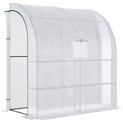 Outsunny Walk-In Lean to Wall Greenhouse w/Window&Door 200Lx 100W x 215Hcm White - Additional view 8