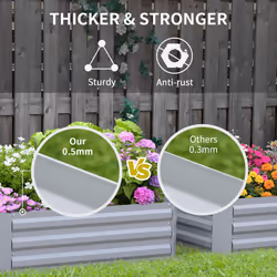 Outsunny Set of 2 Raised Garden Bed Galvanised Planter Box Grey - Additional view 4