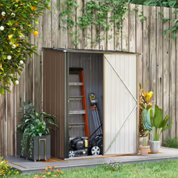 Outsunny Outdoor Storage Shed w/ Lockable Door for Garden, Brown - Additional view 5