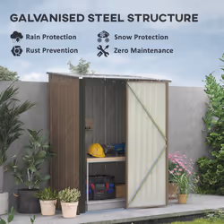 Outsunny Outdoor Storage Shed w/ Lockable Door for Garden, Brown - Additional view 6