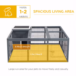 PawHut Rabbit Hutch Small Animal Guinea Pig House with Openable Roof Dark Grey