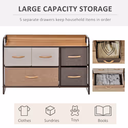 Drawer Dresser Tower Unit Clothes Storage Organizer with Wood Top, Steel Frame - Additional view 4