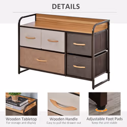 Drawer Dresser Tower Unit Clothes Storage Organizer with Wood Top, Steel Frame - Additional view 5
