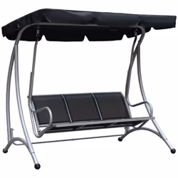 Outsunny 3 Seat Metal Fabric Backyard Balcony Patio Swing Chair Black