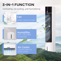 HOMCOM Bladeless Air Cooler, Evaporative Oscillating Tower Fan Humidifier Unit