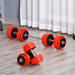 HOMCOM 30KGS Dumbbell & Barbell  Adjustable Ergonomic Set Exercise in Home Gym