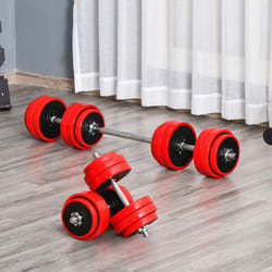HOMCOM 30KGS Dumbbell & Barbell  Adjustable Ergonomic Set Exercise in Home Gym
