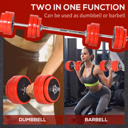 HOMCOM 30KGS Dumbbell & Barbell  Adjustable Ergonomic Set Exercise in Home Gym