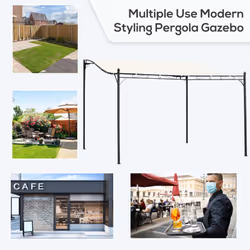 Outsunny 4 x 3M Wall Mounted Awning Free Stand Canopy Shade Porch Pergola Cream