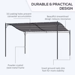 Outsunny 4 x 3M Wall Mounted Awning Free Stand Canopy Shade Porch Pergola Cream